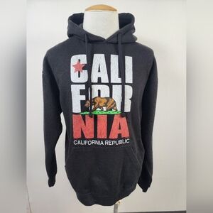 A.M.S. Men's Black Graphic "California Republic" Print On Pullover Hoody, sz LG